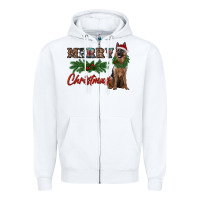White merry christmas german shepherd Zipper Hoodie - RanaPortraitStore