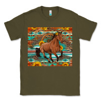 Army Green galloping horse aztec sunflower Classic Tee - Artiststas