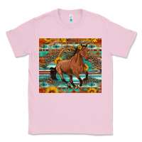 Bubblegum Pink galloping horse aztec sunflower Classic Tee - Artiststas