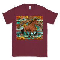 Burgundy galloping horse aztec sunflower Classic Tee - Artiststas