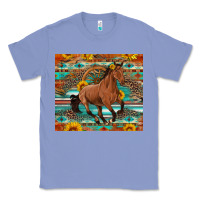Colony Blue galloping horse aztec sunflower Classic Tee - Artiststas