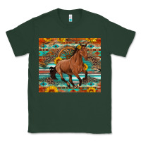 Sports Green galloping horse aztec sunflower Classic Tee - Artiststas