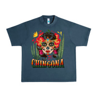 Midnight Navy chingona sugar skull Urban Heavy Tee - BundleAndBundleShop