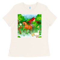 Bone farm life seamless pattern Ladies Tee - FaDigitalArtStudio