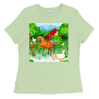 Matcha farm life seamless pattern Ladies Tee - FaDigitalArtStudio