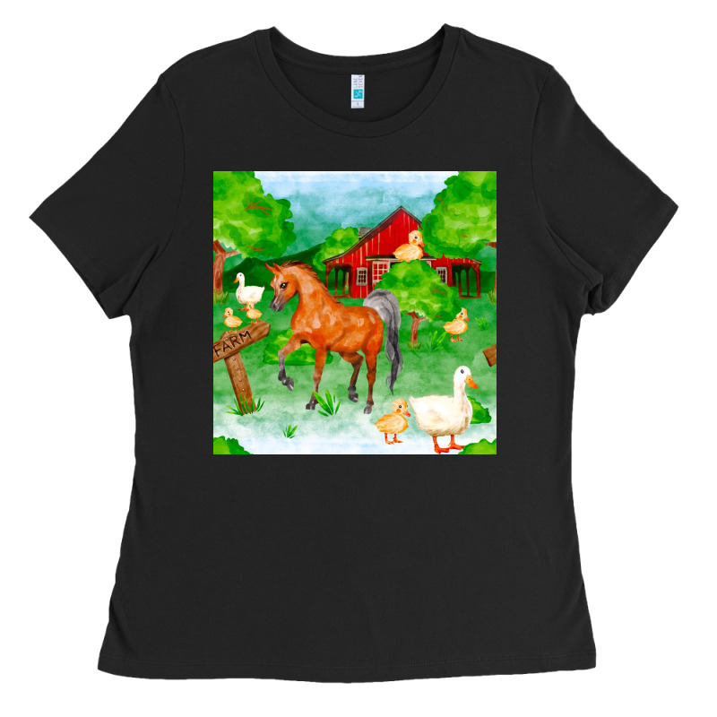 Farm Life Seamless Pattern Ladies Tee by FaDigitalArtStudio | Teevron