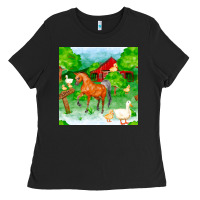 Black farm life seamless pattern Ladies Tee - FaDigitalArtStudio