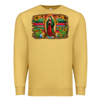 Antique Gold lady of guadalupe serape background Premium Sweatshirt - Jasminsmagicworld