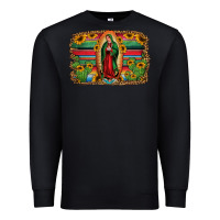 Black lady of guadalupe serape background Premium Sweatshirt - Jasminsmagicworld