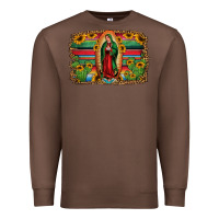 Chestnut lady of guadalupe serape background Premium Sweatshirt - Jasminsmagicworld