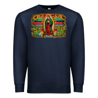 Navy lady of guadalupe serape background Premium Sweatshirt - Jasminsmagicworld