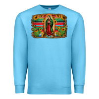 Ocean Blue lady of guadalupe serape background Premium Sweatshirt - Jasminsmagicworld