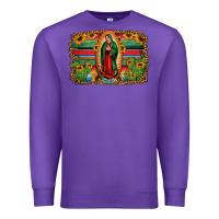 Purple lady of guadalupe serape background Premium Sweatshirt - Jasminsmagicworld