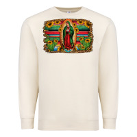 Sandshell lady of guadalupe serape background Premium Sweatshirt - Jasminsmagicworld