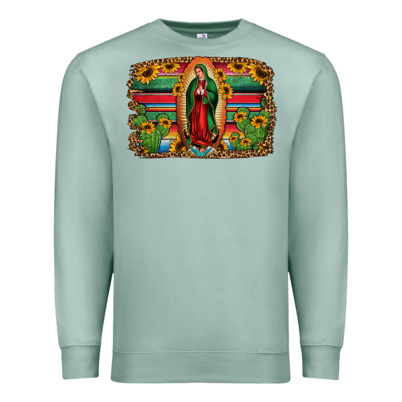Lady Of Guadalupe Serape Background Premium Sweatshirt by Jasminsmagicworld | Teevron
