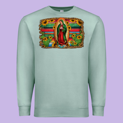 Lady Of Guadalupe Serape Background Premium Sweatshirt Designed By Jasminsmagicworld