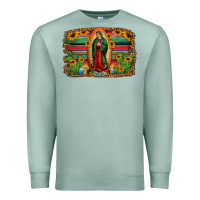 Seafoam lady of guadalupe serape background Premium Sweatshirt - Jasminsmagicworld