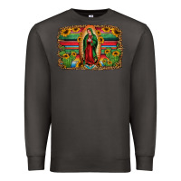 Smoke lady of guadalupe serape background Premium Sweatshirt - Jasminsmagicworld