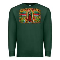 Sports Green lady of guadalupe serape background Premium Sweatshirt - Jasminsmagicworld
