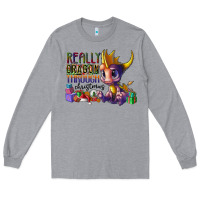 Heather Grey real dragon through christmas Long Sleeve Tee - CowhideDigitalArt
