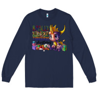 Navy real dragon through christmas Long Sleeve Tee - CowhideDigitalArt