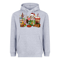 Heather Grey Christmas coffee cups with Beagle Heavyweight Hoodie - RanaPortraitStore
