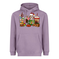 Lavender Christmas coffee cups with Beagle Heavyweight Hoodie - RanaPortraitStore