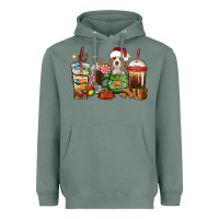 Sage Christmas coffee cups with Beagle Heavyweight Hoodie - RanaPortraitStore