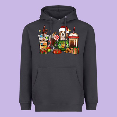 Christmas Coffee Cups With Beagle Heavyweight Hoodie Designed By Ranaportraitstore