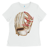 White Catchers Mitt Fa Element Ladies Tee - FaDigitalArtStudio
