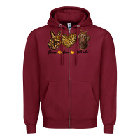 Burgundy peace love labrador Zipper Hoodie - RanaPortraitStore