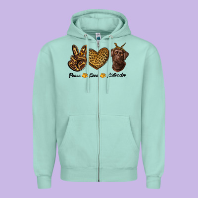 Peace Love Labrador Zipper Hoodie Designed By Ranaportraitstore