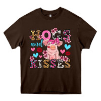 Chocolate Brown hogs and kisses pig  olivia Heavy Core Tee - OliviaCreatesArt
