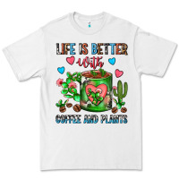 White Life Is Better With Coffee And Plants Cactus Coffe Premium Tee - FaDigitalArtStudio