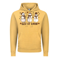 Vintage Mustard Let It Snow Snowmen Vintage Hoodie - LillyAllenDesigns