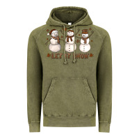 Vintage Olive Let It Snow Snowmen Vintage Hoodie - LillyAllenDesigns