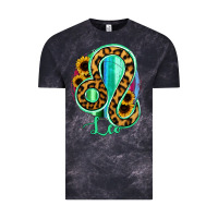 Cloud Black Leo Zodiac Sign Sunflower Leopard Serape Vintage Tee - RanaPortraitStore