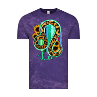 Cloud Purple Leo Zodiac Sign Sunflower Leopard Serape Vintage Tee - RanaPortraitStore