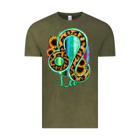 Vintage Olive Leo Zodiac Sign Sunflower Leopard Serape Vintage Tee - RanaPortraitStore