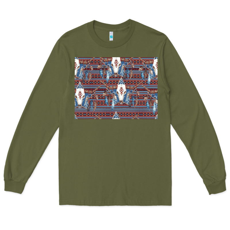Bull Skull Pattern Long Sleeve Tee by CowhideDigitalArt | Teevron