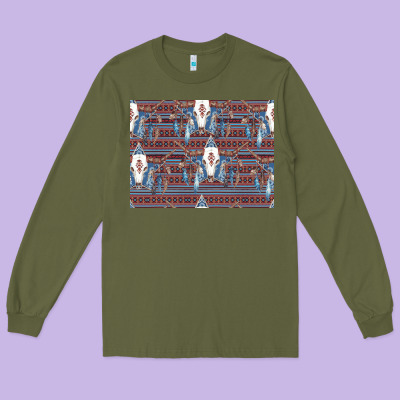 Bull Skull Pattern Long Sleeve Tee Designed By Cowhidedigitalart