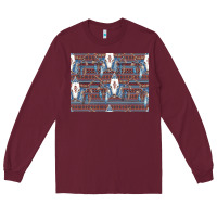 Burgundy Bull Skull Pattern Long Sleeve Tee - CowhideDigitalArt