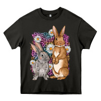 Asphalt Bunnys Easter with leopard background Heavy Core Tee - OliviaCreatesArt