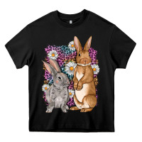 Black Bunnys Easter with leopard background Heavy Core Tee - OliviaCreatesArt