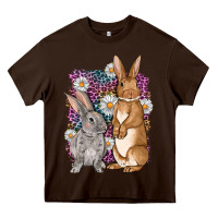Chocolate Brown Bunnys Easter with leopard background Heavy Core Tee - OliviaCreatesArt