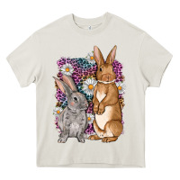 Cream Bunnys Easter with leopard background Heavy Core Tee - OliviaCreatesArt