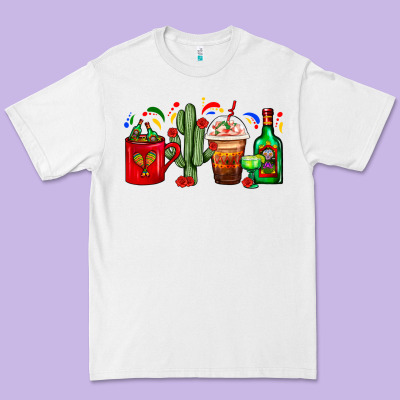 Mexico Coffee Cups With Cactus And Tequila Bottle Premium Tee Designed By Fadigitalartstudio