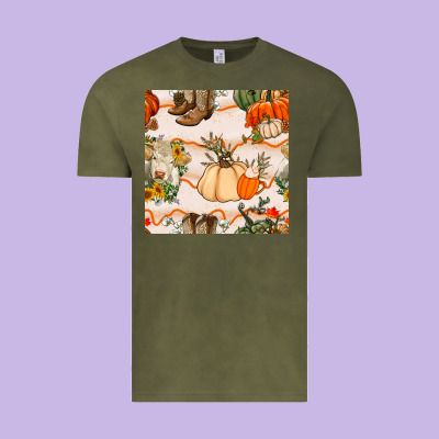 Fall Heifer Seamless Pattern Vintage Tee Designed By Bundleandbundleshop