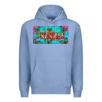 Colony Blue dreamer with butterfly and tie dye  licance  plate Premium Hoodie - Artiststas