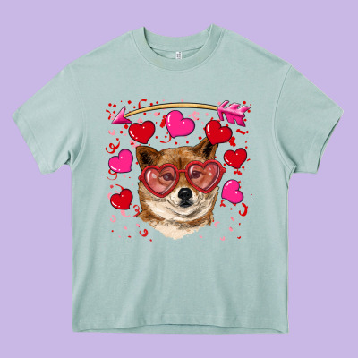 Valentine's Shiba Inu Heavy Core Tee Designed By Ranaportraitstore